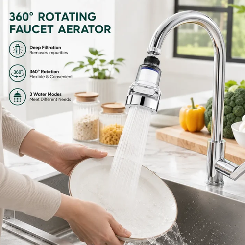 3‑Gear Splash‑Proof Faucet Filter‑ 360° Rotating Universal Joint Faucet Aerator, Deep Filtration Water Tap Nozzle for Kitchen Sink