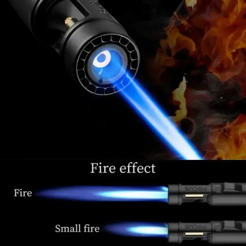 Refillable Butane Gas Torch Lighter, Windproof Jet Flame Handheld Blow Torch for BBQ, Baking, Soldering