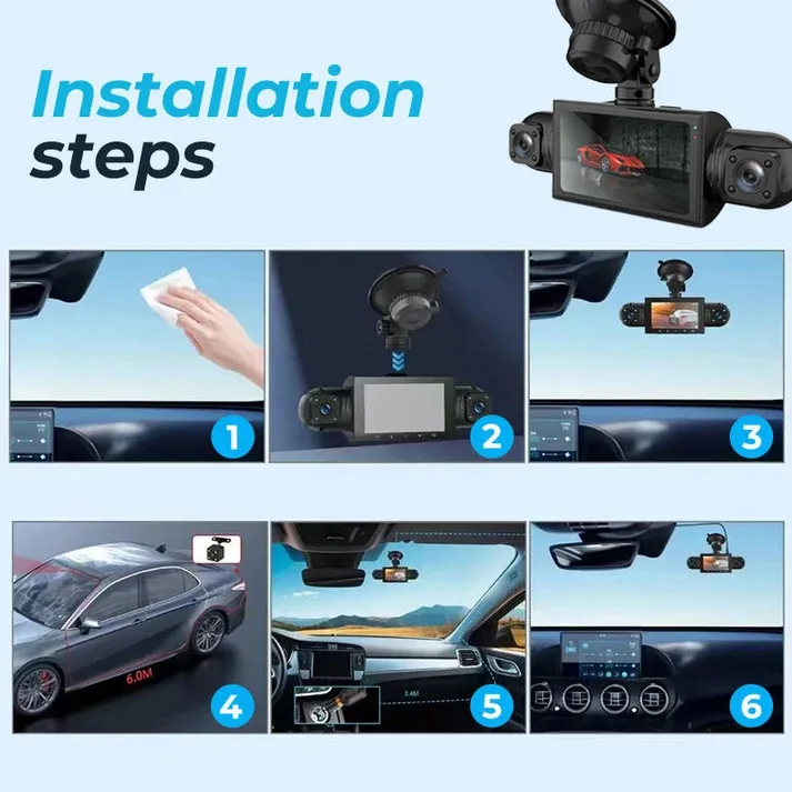 4-Channel 1080P Dash Cam Front, rear & 2 side cameras – full coverage, parking mode, G-sensor,with  64G Memory Card