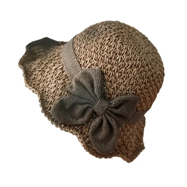 Elegant Woven Straw Sun Hat with Bow – Breathable, Foldable