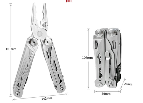 📍🎉 🏕️ 16-in-1 Camping Multi-Tool with Full-Size Scissors & Carrying Pouch