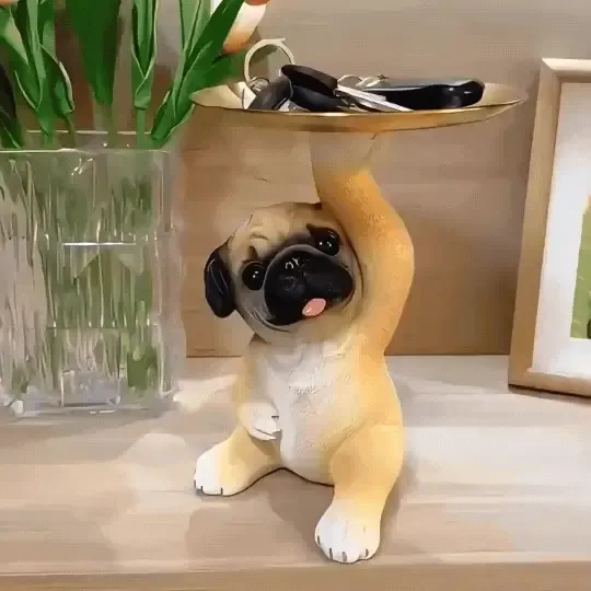 Cute Pug Statue Storage Tray