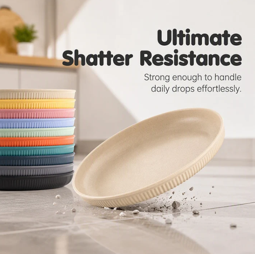 Unbreakable Wheat Straw Dinner Plates – Reusable Shatter‑Resistant Eco‑Friendly Dining Plates, Stackable Microwave Safe Plates for Kitchen Camping Picnic