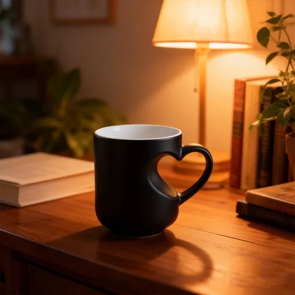 color Changing Heart Handle Ceramic Mug