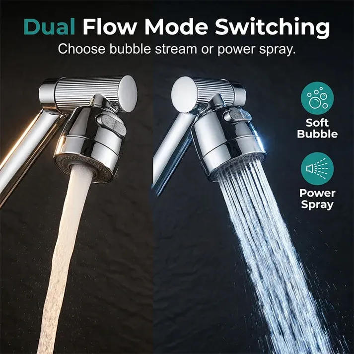 1080° Rotating Mechanical Arm Faucet+ 60cm Cold & Hot Water Inlet Hoses