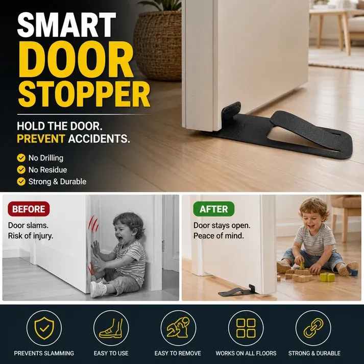Floor Door Stopper – Foot Operated & No Drilling