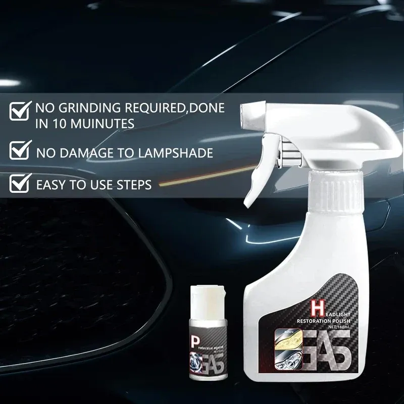 Car Headlight Restoration Kit, Headlamp Polish Set for Yellow Oxidation & Scratch Removal