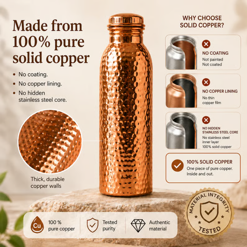 Premium Drinking Bottle Made of Solid Copper – Plastic-Free and Inspired by Ayurveda