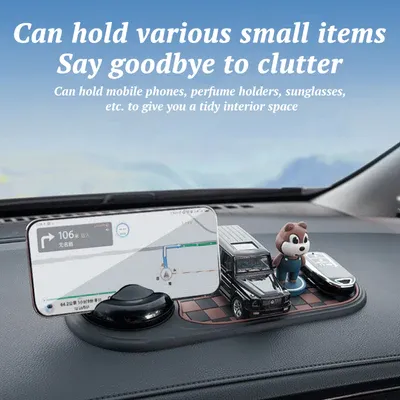 Multifunctional Car Dashboard Anti-Slip Mat, 2 in 1 Phone Holder & Temporary Parking Number Plate