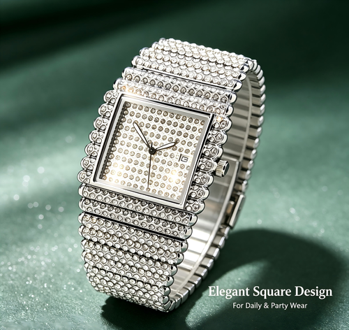 Bling Geometric Square Dial Watch