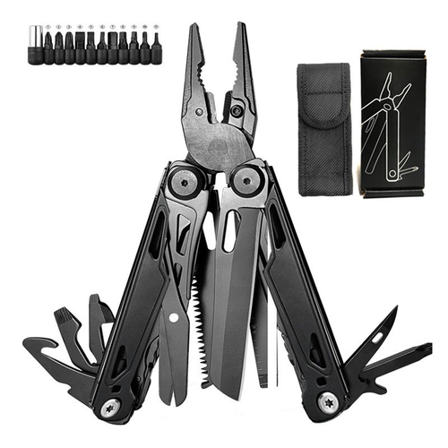 📍🎉 🏕️ 16-in-1 Camping Multi-Tool with Full-Size Scissors & Carrying Pouch