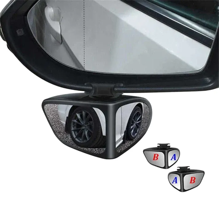 One Pair Car Blind‑Spot Mirror Dual‑Lens Front & Rear Wheel View Auxiliary Mirror