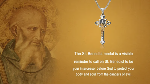 ST.Benedict Protection Cross Power Pendant Necklace