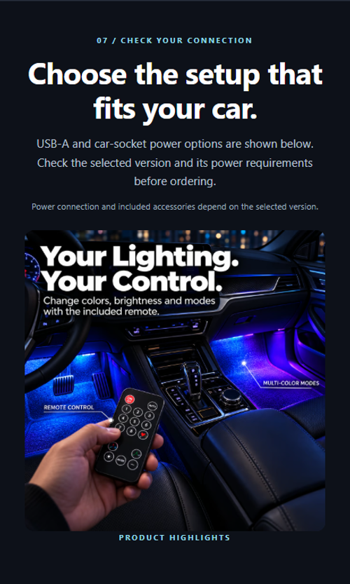 RGB Interior Lights with Remote Control