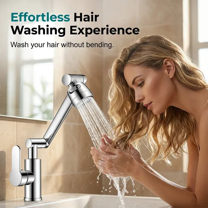 1080° Rotating Mechanical Arm Faucet+ 60cm Cold & Hot Water Inlet Hoses