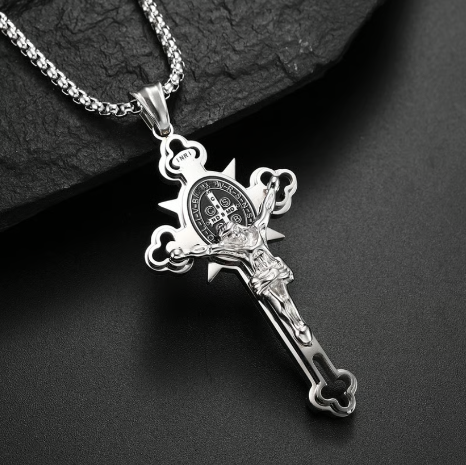 ST.Benedict Protection Cross Power Pendant Necklace