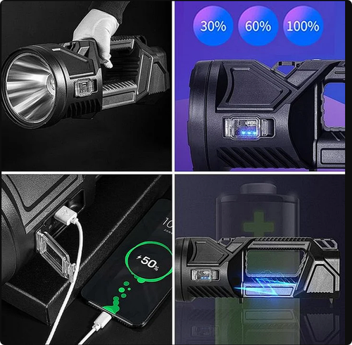 Super Bright Double-head Spotlight Portable Flashlight