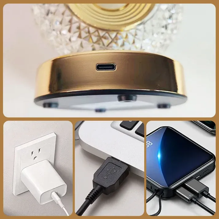 Rechargeable Luxury Crystal LED Night Light Lamp