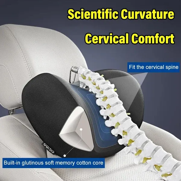 Car Headrest & Lumbar Support Pillow Set, Memory Foam Neck Waist Cushion for Car Seat Driving