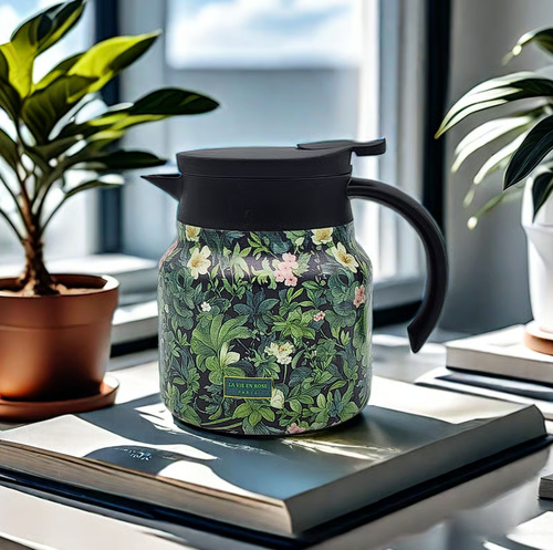 Vintage Floral Pattern Tea Thermos – Built-In Infuser