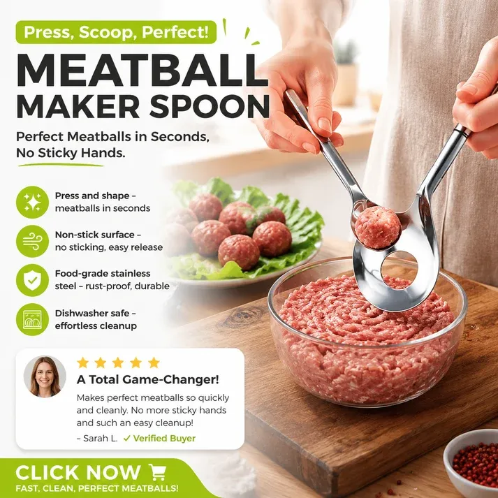 Meatball Spoon – Non‑stick, scoop & drain in one