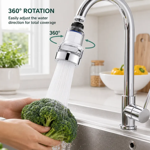 3‑Gear Splash‑Proof Faucet Filter‑ 360° Rotating Universal Joint Faucet Aerator, Deep Filtration Water Tap Nozzle for Kitchen Sink
