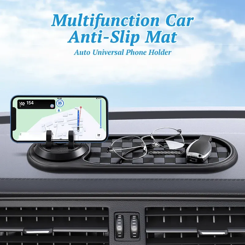 Multifunctional Car Dashboard Anti-Slip Mat, 2 in 1 Phone Holder & Temporary Parking Number Plate