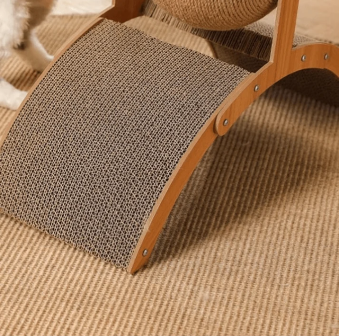 2‑in‑1 Cat Scratching Toy, Durable Wooden Frame Cat Scratcher for Indoor Cats, Protect Home Furniture from Cat Claw Damage