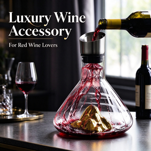 Waterfall Aerating Wine Decanter with Golden Mountain