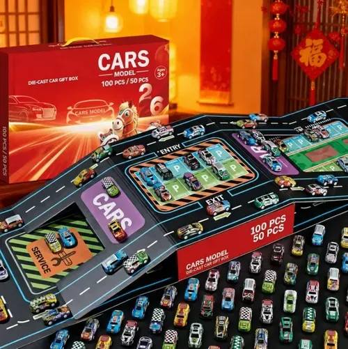 Foldable Toy Garage Playset with 48 Mini Race Cars