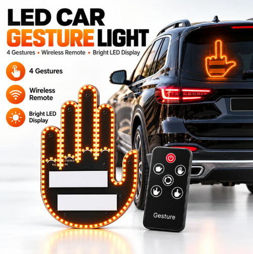 ✋LED Car Gesture Light – Wireless Remote-Controlled LED Hand Sign