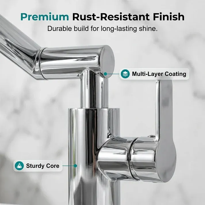 1080° Rotating Mechanical Arm Faucet+ 60cm Cold & Hot Water Inlet Hoses