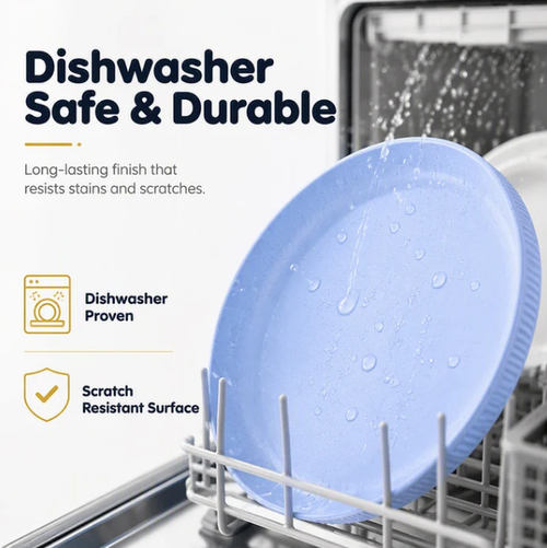 Unbreakable Wheat Straw Dinner Plates – Reusable Shatter‑Resistant Eco‑Friendly Dining Plates, Stackable Microwave Safe Plates for Kitchen Camping Picnic