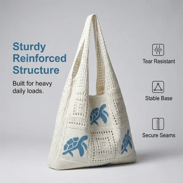 Turtle Pattern Crochet Tote Bag