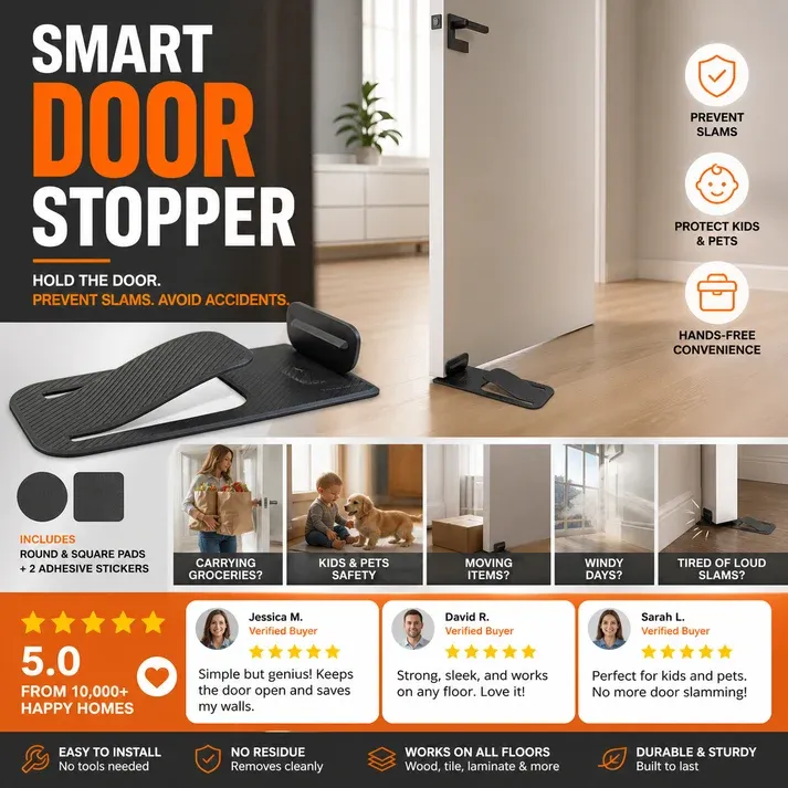 Floor Door Stopper – Foot Operated & No Drilling