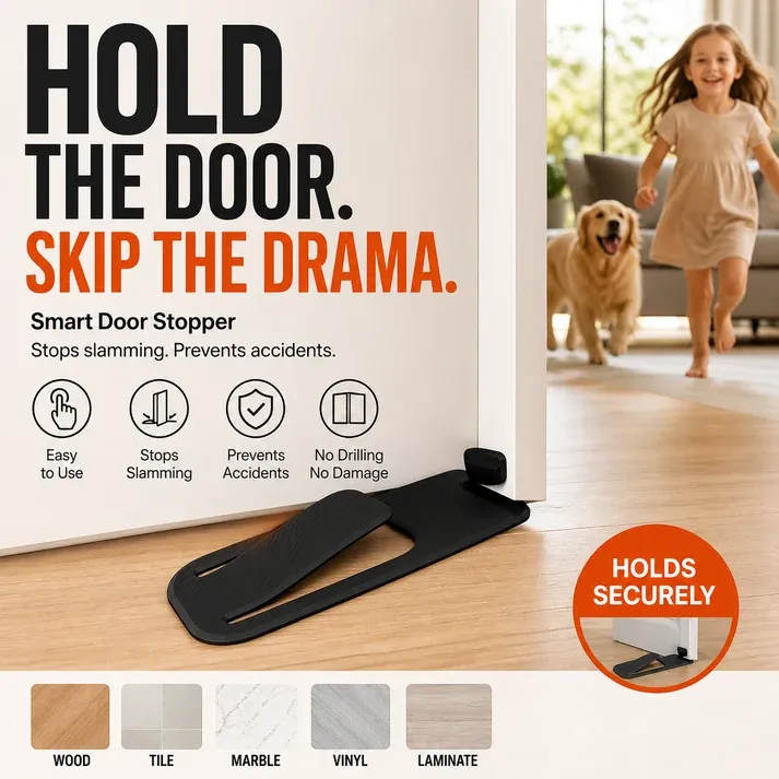 Floor Door Stopper – Foot Operated & No Drilling