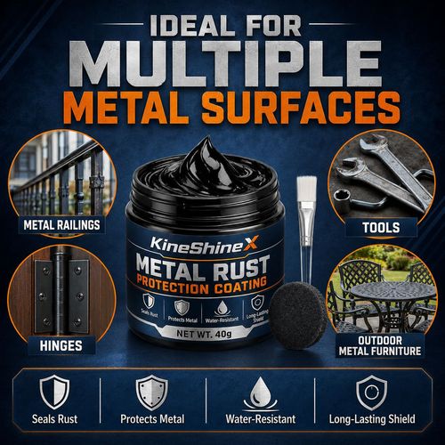 Metal Rust Protection Coating, Anti‑Corrosion Repair Paste for Iron Railings Screws Metal Tools, 40ml with Brush & Cleaning Sponge
