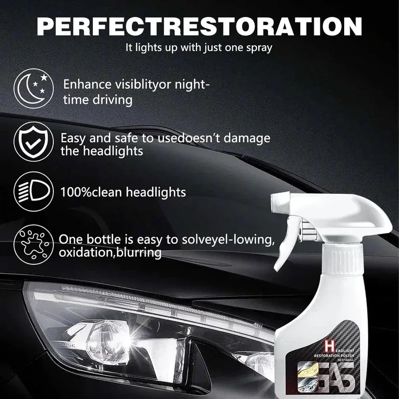 Car Headlight Restoration Kit, Headlamp Polish Set for Yellow Oxidation & Scratch Removal