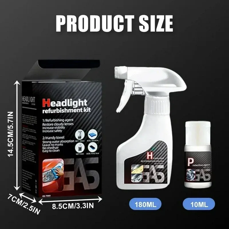 Car Headlight Restoration Kit, Headlamp Polish Set for Yellow Oxidation & Scratch Removal
