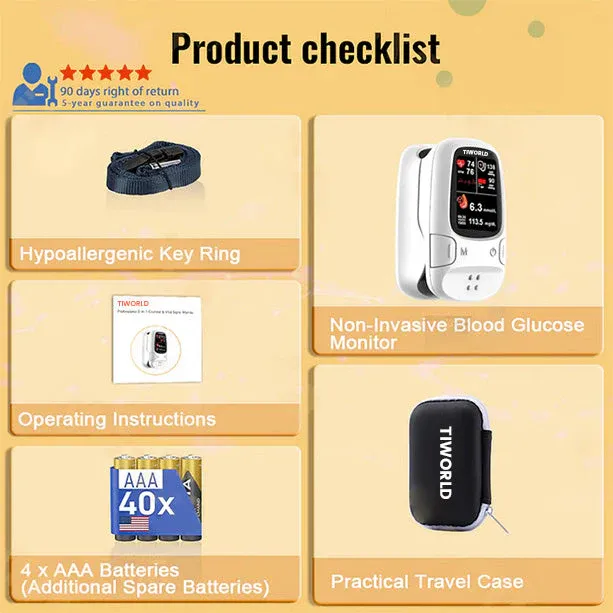 Tiworld™ Bloodless Glucose Meter : High-Accuracy Non-Invasive Monitoring (99.9% Clinical Precision )