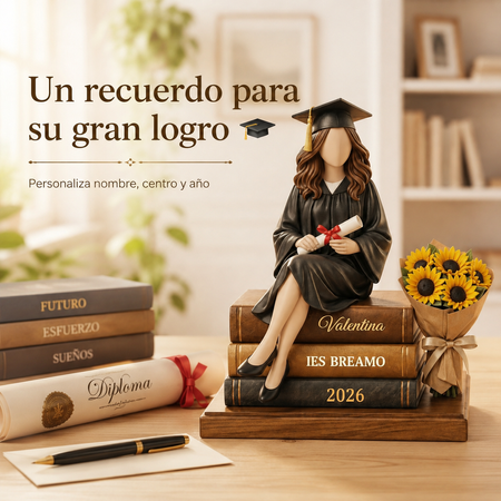 Figura personalizada de graduación en madera – Regalo con nombre, escuela y año para Clase 2026