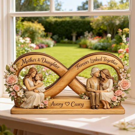 Infinito personalizado placa de madera madre hija personalizado Día de la madre regalos
