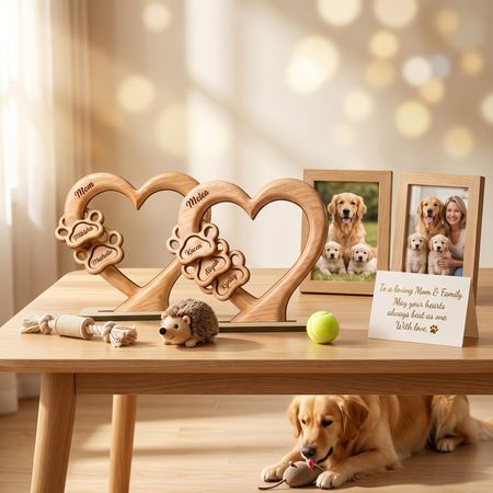 Personzlied Paw Print corazón placa de madera-regalo para los amantes de las mascotas