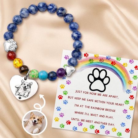 Siempre en mi corazón-pulsera de encargo del puente del arco iris de la foto para el regalo conmemorativo del animal doméstico