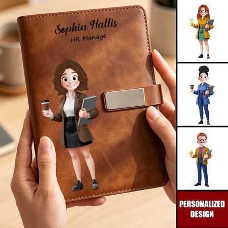 Nombre personalizado y dibujos animados lindo diseños-lugar de trabajo apreciación regalos, regalos de intercambio de Navidad, juegos de cuaderno personalizado