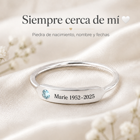 Anillo conmemorativo personalizado del nombre de Birthstone