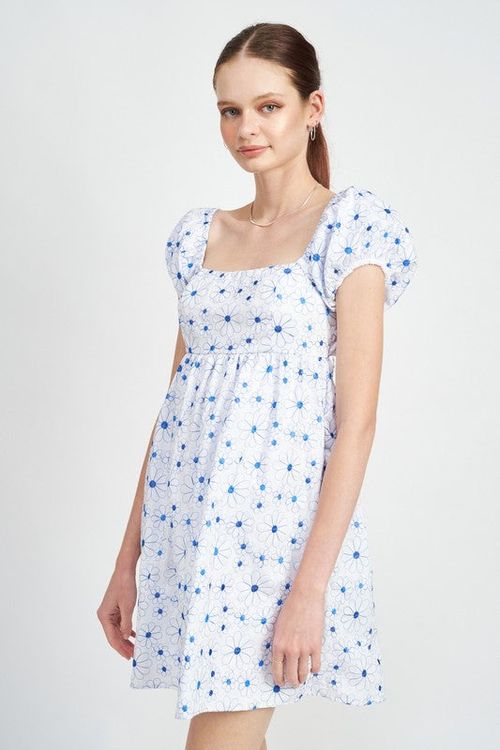 Embroidered Floral Mini Dress