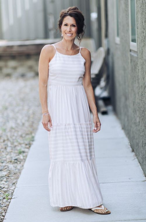 Ribbon Max Striped Maxi Dress