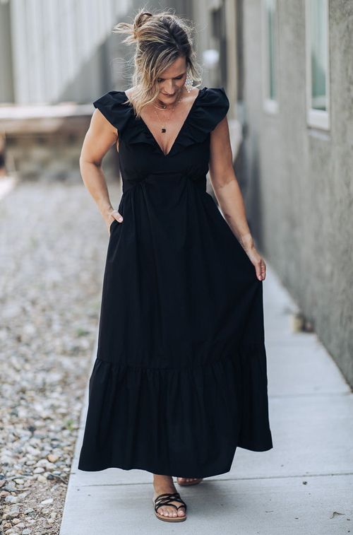 Poplin Ruffle Tiered Maxi Dress