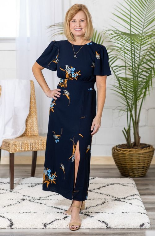 Blooms At Dusk Floral Midi Dress